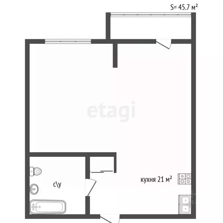 1-к кв. Санкт-Петербург просп. Тореза, 118 (45.7 м) - Фото 1