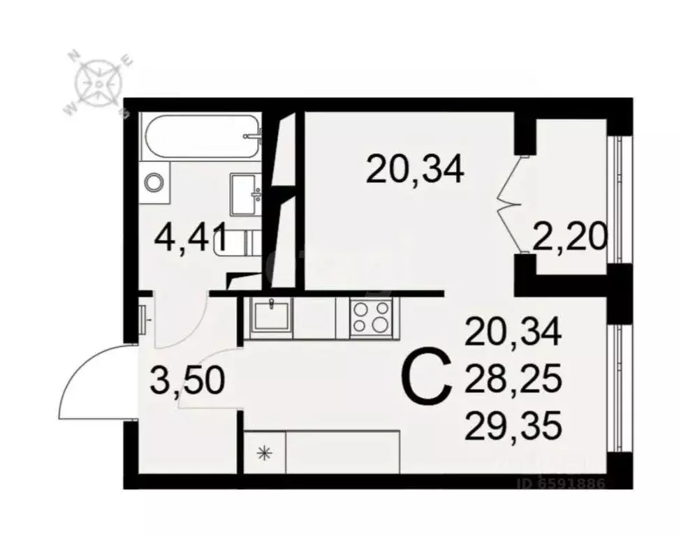 Студия Тульская область, Тула Одоевское ш., 73Б (30.45 м) - Фото 1
