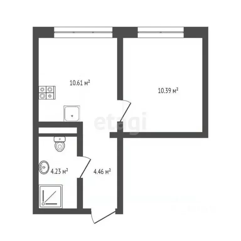 1-к кв. Тюменская область, Тюмень Харьковская ул., 76 (26.8 м) - Фото 2