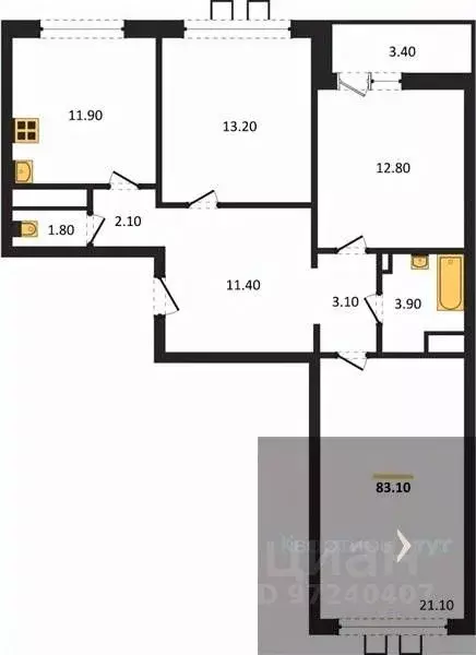 3-к кв. Воронежская область, Воронеж ул. Пескова, 6 (83.1 м) - Фото 0