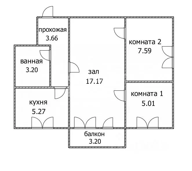 3-к кв. Ульяновская область, Ульяновск Школьный пер., 1 (41.9 м) - Фото 1