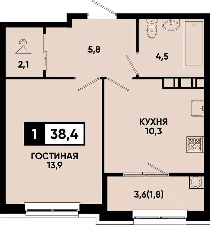 1-к кв. Ставропольский край, Кисловодск Моя Легенда жилой комплекс ... - Фото 1