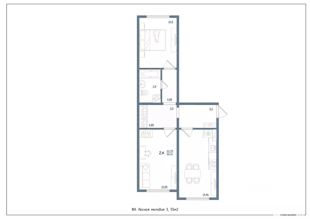 2-к кв. Тверская область, Тверь ул. Левитана, 93А (55.0 м) - Фото 2