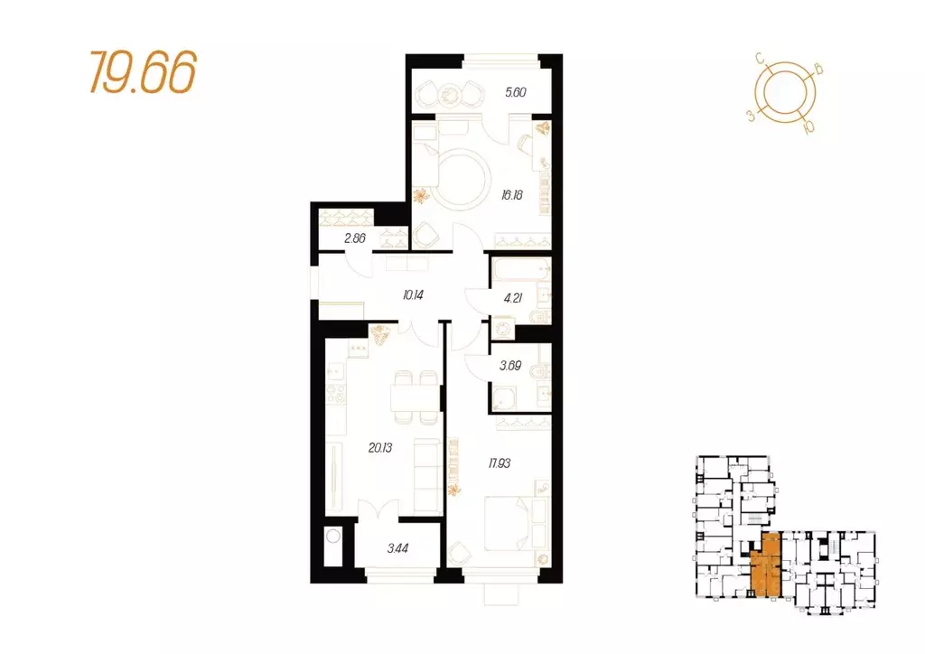 2-к кв. Тульская область, Тула ул. Смидович, 18Б (79.66 м) - Фото 0