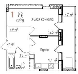 1-комнатная квартира: Владимир, Добросельская улица, 180 (38.3 м) - Фото 0