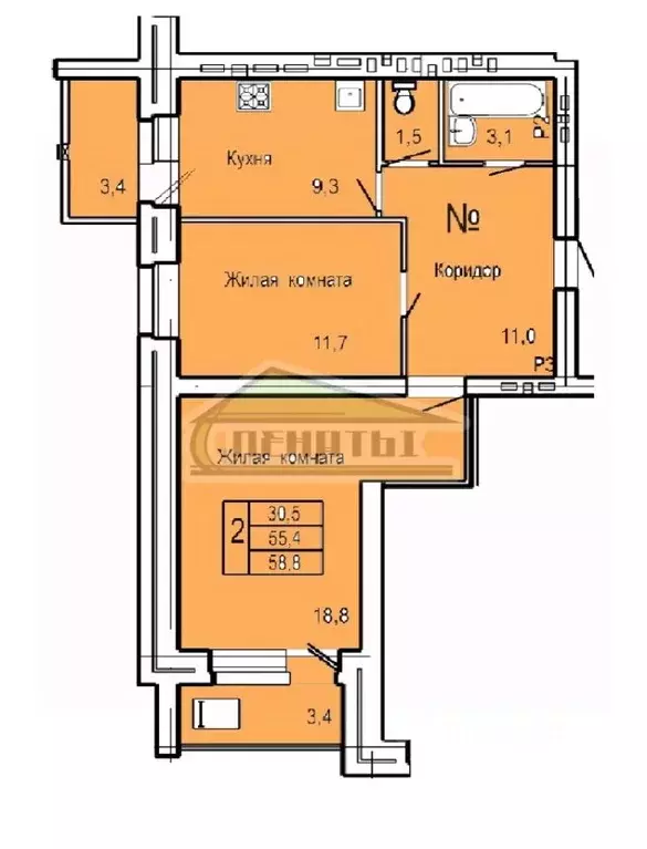 2-к кв. Орловская область, Орел ул. Родзевича-Белевича, 5 (58.8 м) - Фото 0