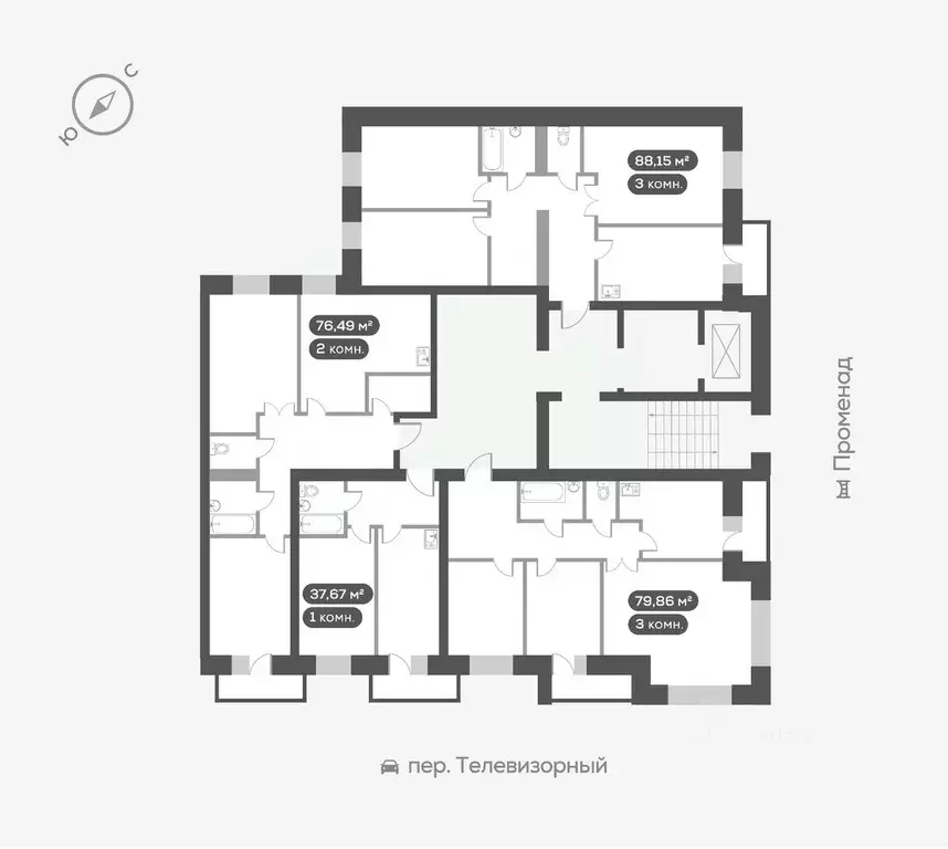 3-к кв. Красноярский край, Красноярск Сити-квартал Октябрьский жилой ... - Фото 1
