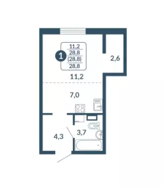 Продаётся квартира-студия, 28.8 м - Фото 0