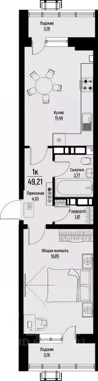 1-к кв. Ставропольский край, Пятигорск Скачки мкр,  (49.21 м) - Фото 1