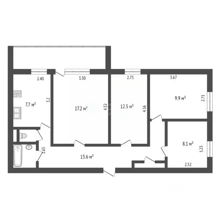 4-к кв. Вологодская область, Вологда ул. Южакова, 13 (74.4 м) - Фото 2