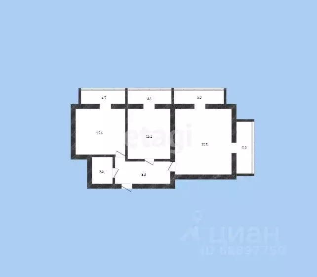 2-к кв. Карачаево-Черкесия, Черкесск ул. Космонавтов, 41В (86.0 м) - Фото 1