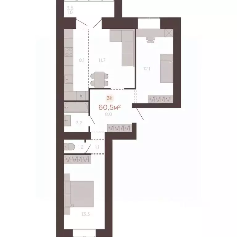 3-к кв. Алтайский край, Новоалтайск ул. Южсиба, 52А (60.5 м) - Фото 0