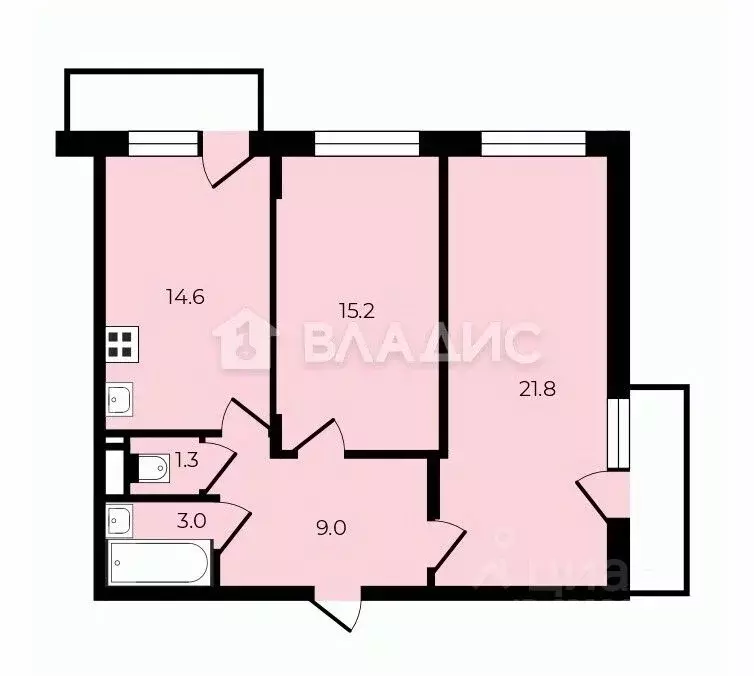 2-к кв. Санкт-Петербург пос. Шушары, Московское ш., 262к3 (64.9 м) - Фото 2