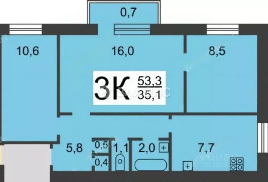 3-к кв. Нижегородская область, Нижний Новгород Суетинская ул., 2 (53.0 ... - Фото 2