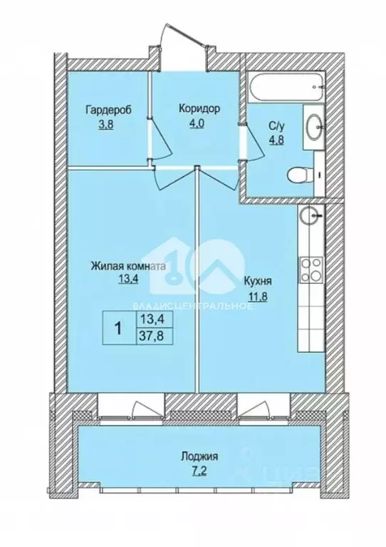 1-к кв. Новосибирская область, Новосибирск ул. Мясниковой, 30 (37.0 м) - Фото 1