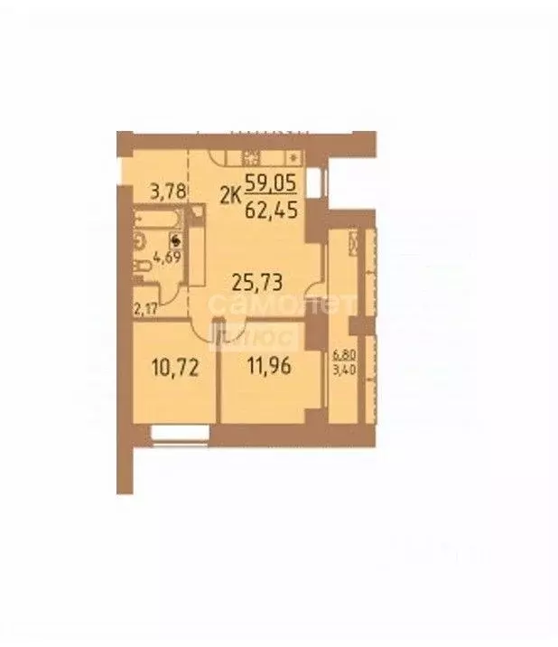 2-к кв. Томская область, Томский район, д. Кисловка, Левобережный мкр ... - Фото 2