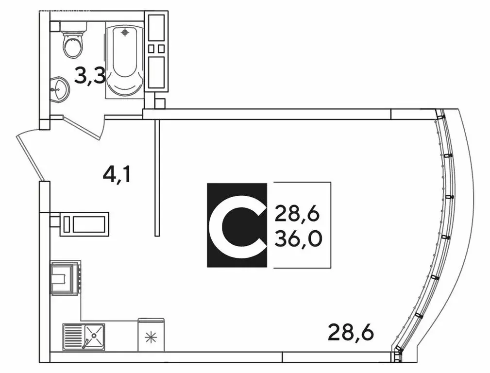 Квартира-студия: Краснодар, улица Ивана Беличенко, 92к5 (36 м) - Фото 1