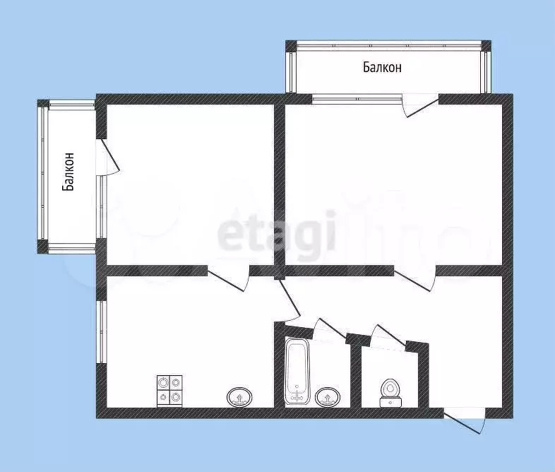 2-к. квартира, 41 м, 5/5 эт. - Фото 0