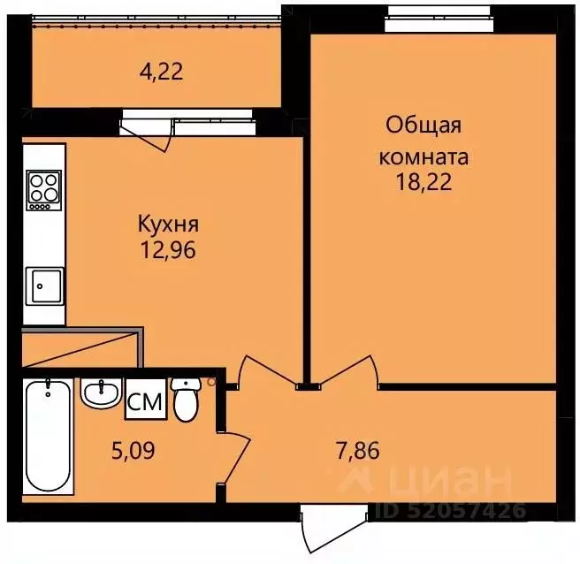 1-к кв. Мордовия, Саранск ул. Юрия Святкина, 14 (46.24 м) - Фото 0
