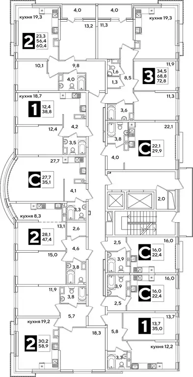 Студия Краснодарский край, Краснодар ул. Ивана Беличенко, 90к1 (35.1 ... - Фото 1