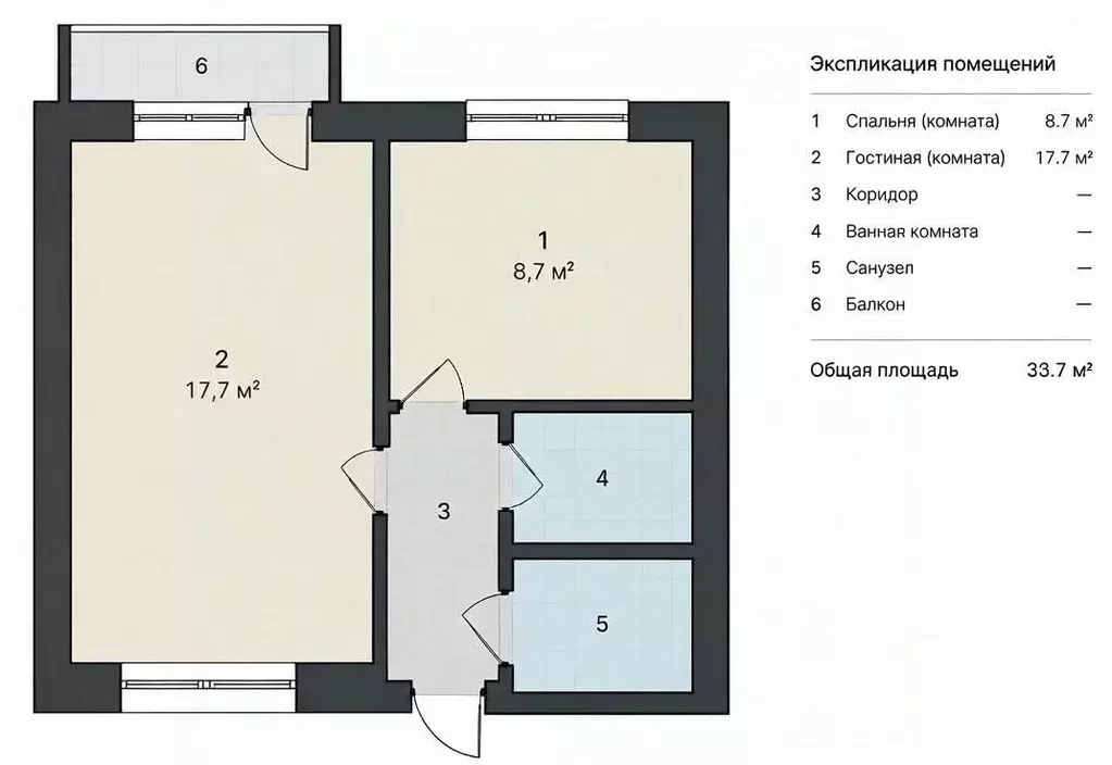 1-к кв. Санкт-Петербург ул. Ворошилова, 7К2 (33.7 м) - Фото 2