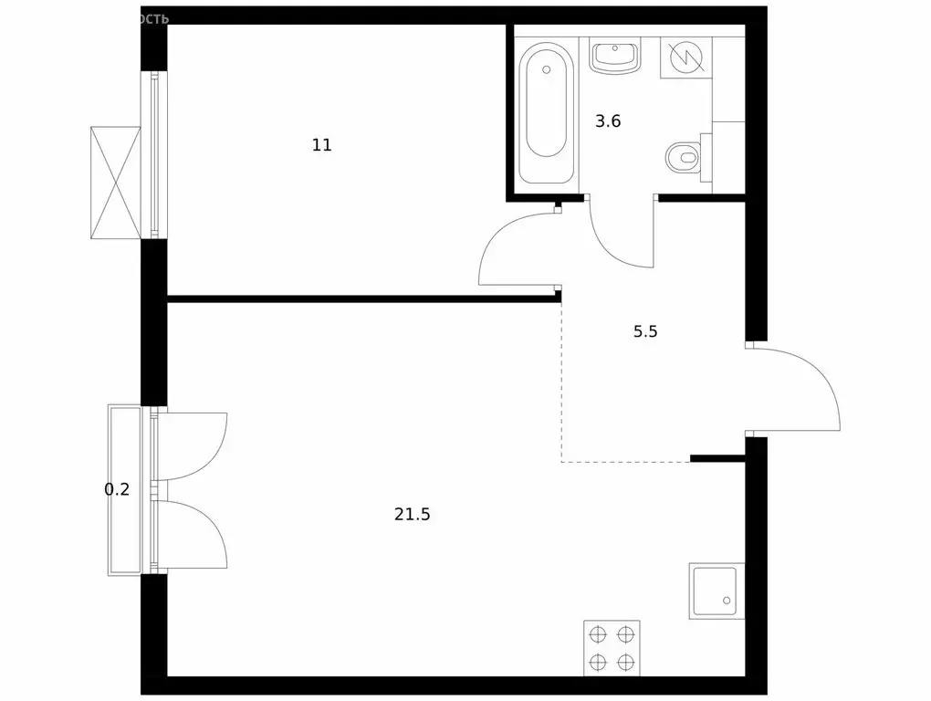 1-комнатная квартира: посёлок Ильинское-Усово, ЖК Ильинские Луга (41.8 ... - Фото 1