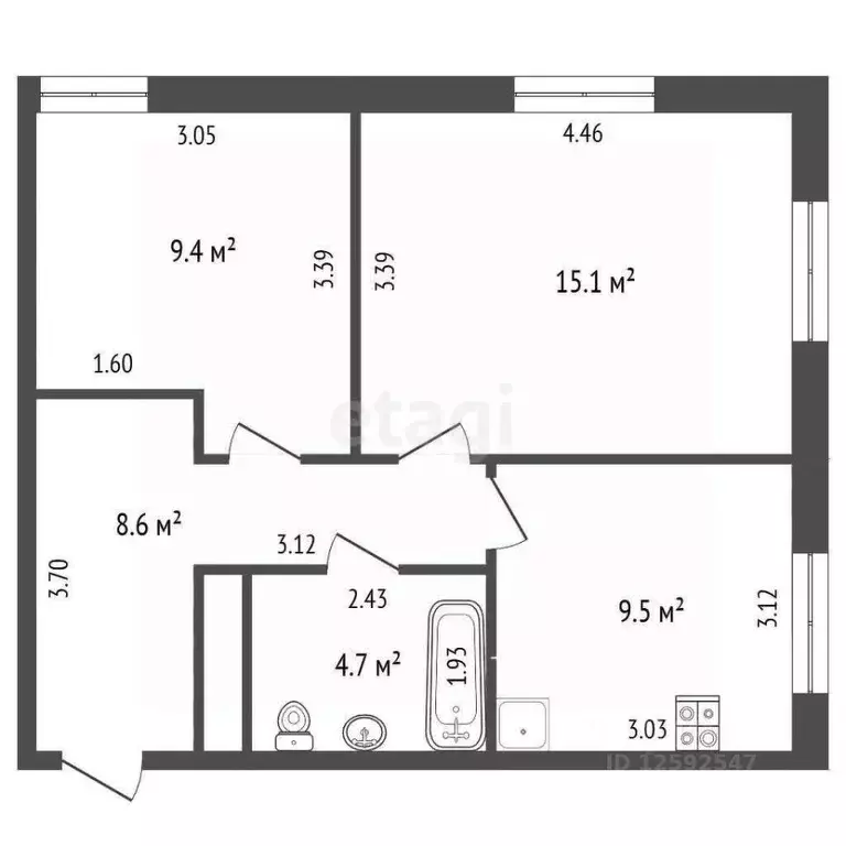 2-к кв. Крым, Симферополь просп. Александра Суворова (47.3 м) - Фото 1