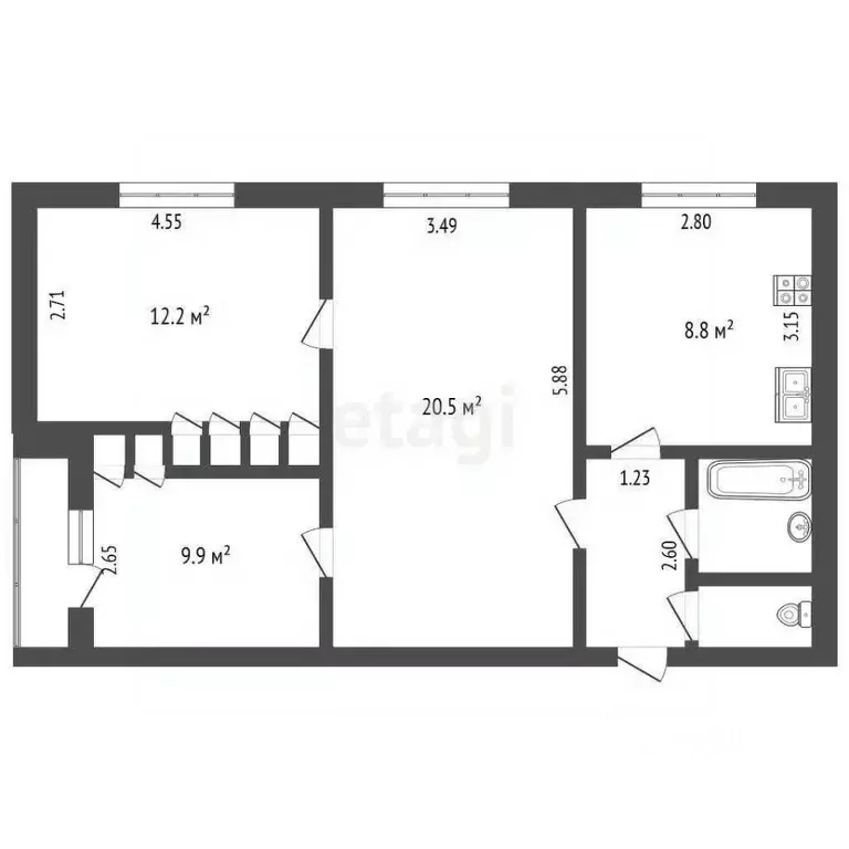 3-к кв. Пермский край, Пермь ш. Космонавтов, 131 (63.0 м) - Фото 1