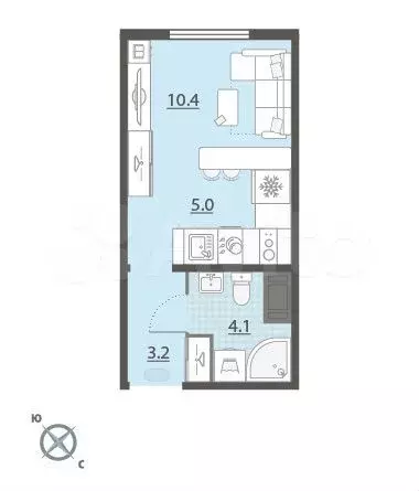 Квартира-студия, 22,7 м, 9/24 эт. - Фото 0