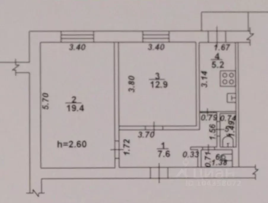2-к кв. Воронежская область, Семилуки Железнодорожная ул., 36А (47.2 ... - Фото 2