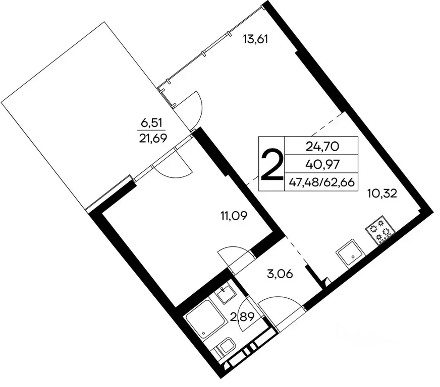 2-к кв. Крым, Алушта муниципальный округ, пос. Семидворье  (62.66 м) - Фото 1