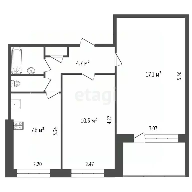 2-к кв. Пермский край, Пермь ул. Пушкина, 7 (43.4 м) - Фото 2