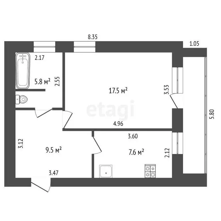 1-комнатная квартира: посёлок Майский, 36 (40.4 м) - Фото 0