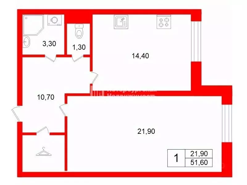 1-к кв. Санкт-Петербург просп. Маршала Жукова, 41 (51.6 м) - Фото 2