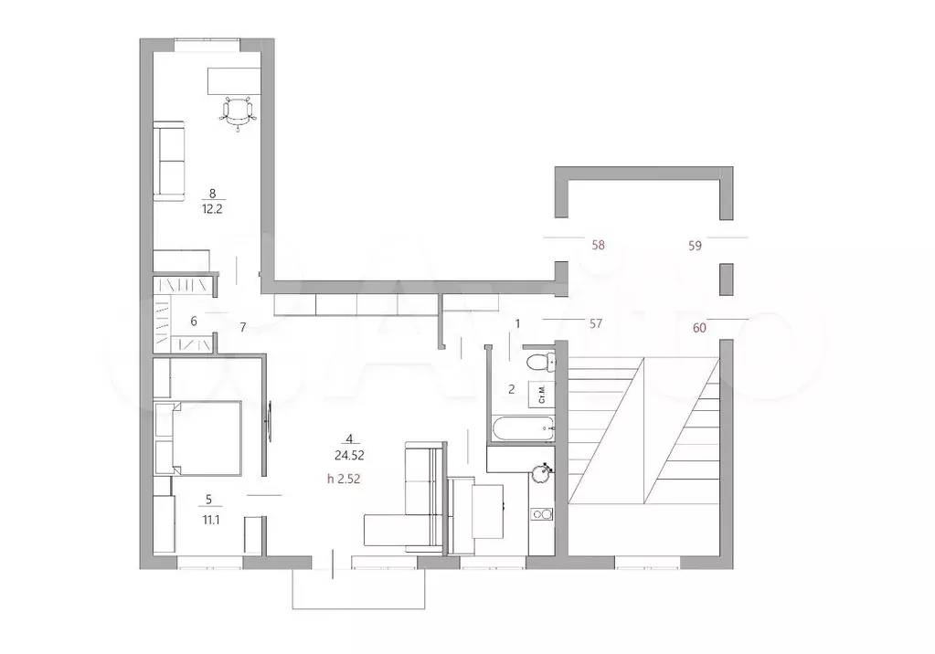 3-к. квартира, 60 м, 5/5 эт. - Фото 0