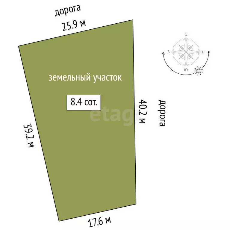 Участок в деревня Красный Яр, микрорайон Восточный (8.41 м) - Фото 1