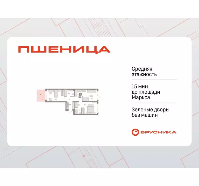 2-комнатная квартира: Новосибирский район, рабочий посёлок Краснообск, ... - Фото 1