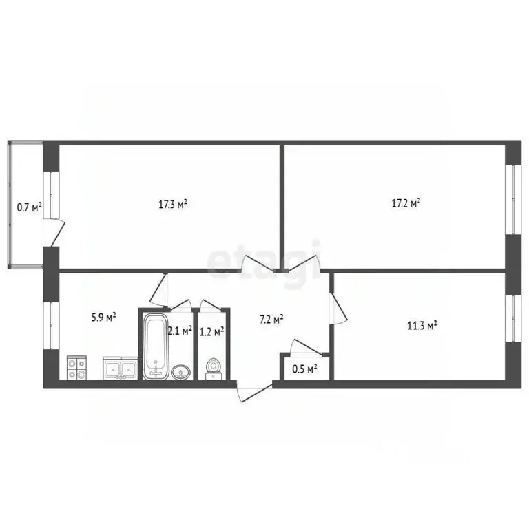 3-к кв. Архангельская область, Коряжма просп. Ленина, 36А (62.8 м) - Фото 2