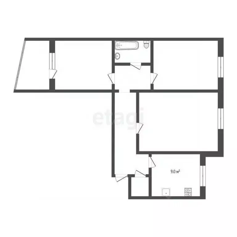 3-к кв. Тюменская область, Тюмень ул. Свердлова, 12 (63.5 м) - Фото 2
