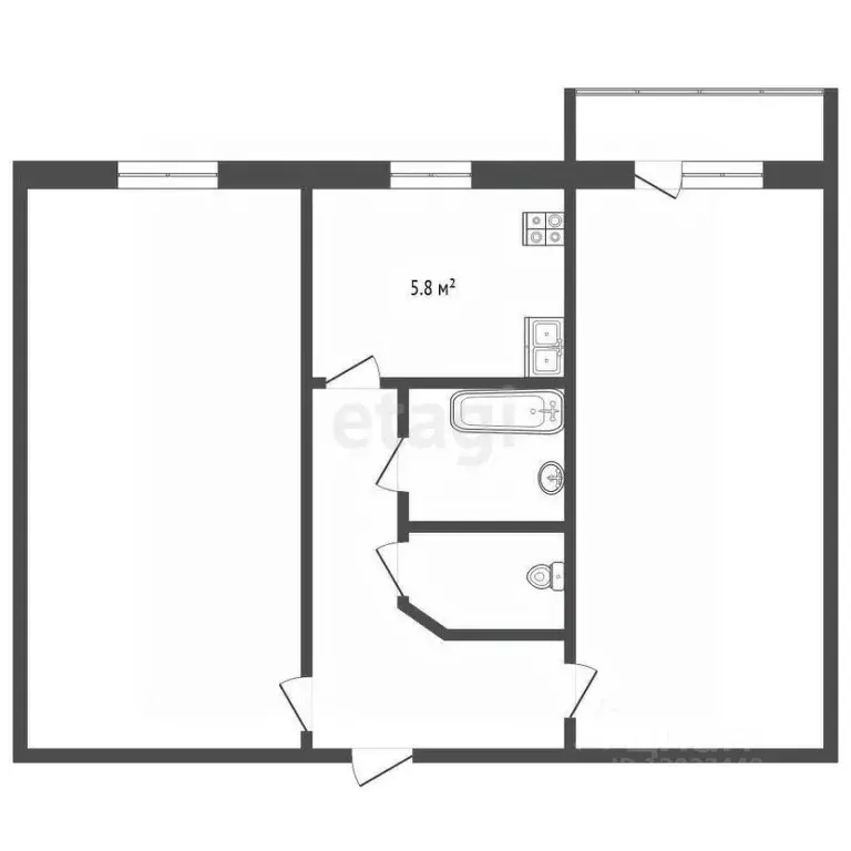 2-к кв. Тюменская область, Тюмень ул. Карла Маркса, 12 (43.8 м) - Фото 0