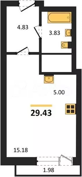 Квартира-студия, 29,4 м, 17/24 эт. - Фото 0