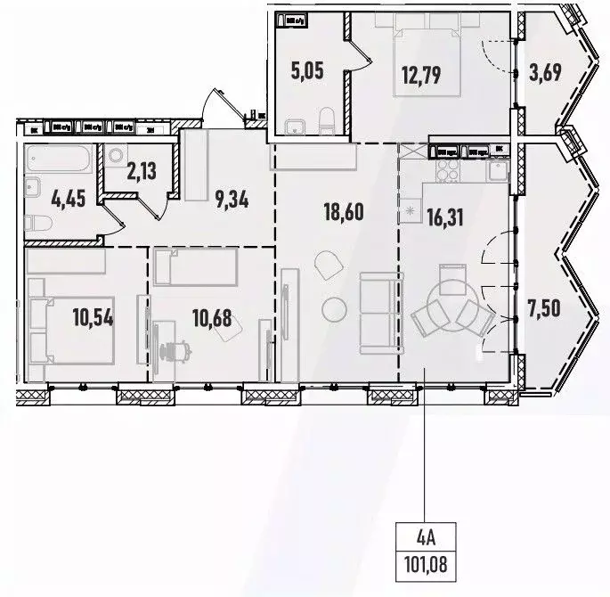 4-к кв. Иркутская область, Иркутск Донская ул., 5Г (101.08 м) - Фото 0