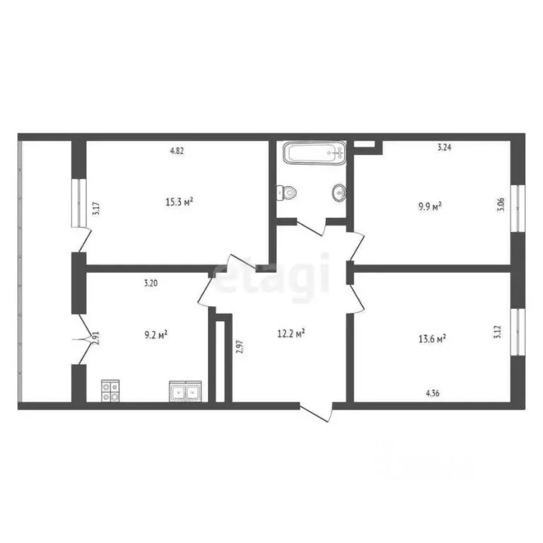3-к кв. Коми, Усинск ул. Строителей, 15А (66.5 м) - Фото 1