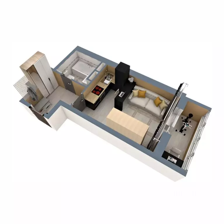 Студия Владимирская область, Владимир Веризино мкр,  (27.4 м) - Фото 2