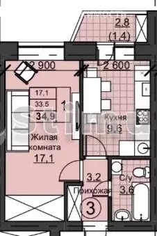 1-комнатная квартира: Оренбург, Улица Николая Ерышева, 11 (34.9 м) - Фото 0