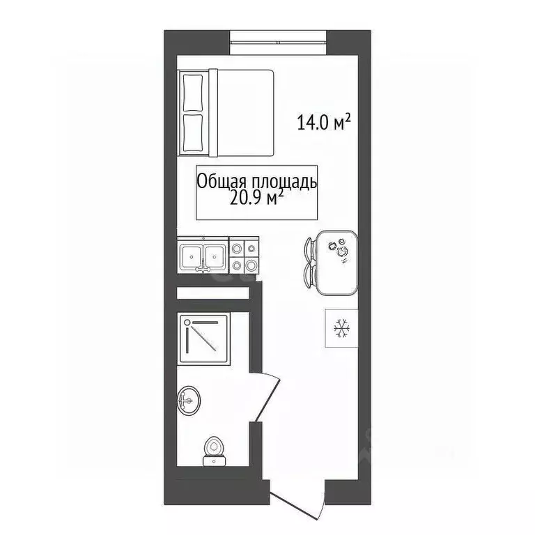 Студия Новосибирская область, Новосибирск Ипподромская ул., 15 (20.8 ... - Фото 1