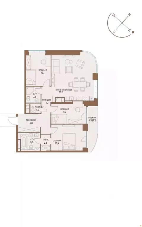 4-к кв. Москва ул. Нижние Мневники, 16к1 (99.0 м) - Фото 2