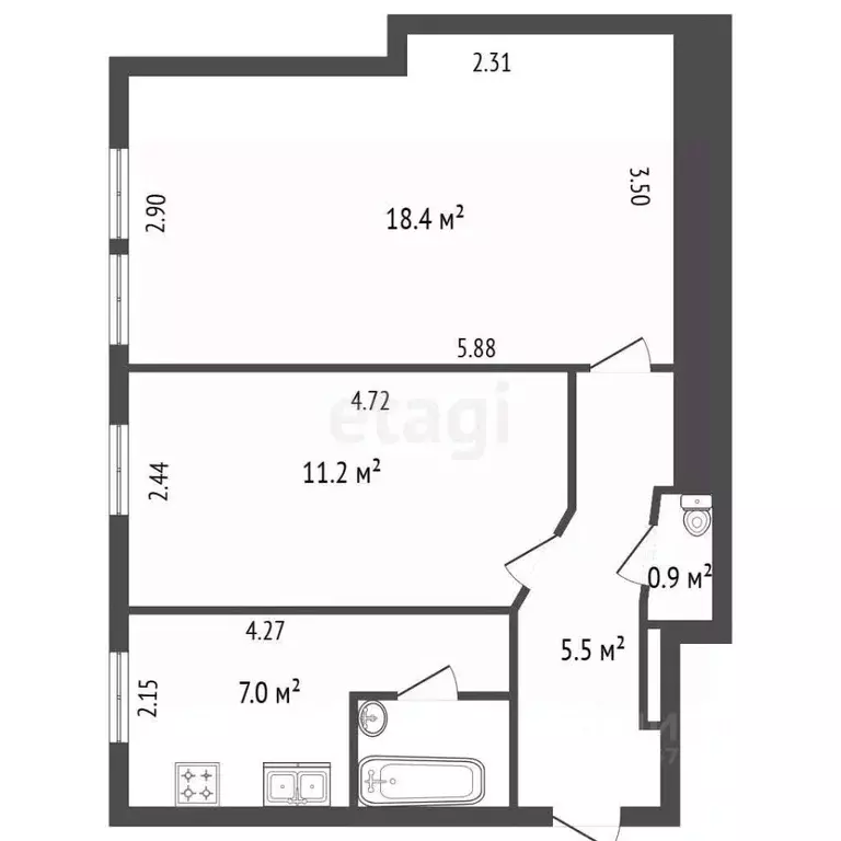 2-к кв. Санкт-Петербург Ропшинская ул., 13 (44.7 м) - Фото 2