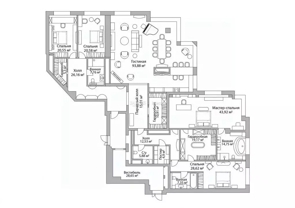 5-к кв. Москва ул. Новый Арбат, 32 (366.0 м) - Фото 2