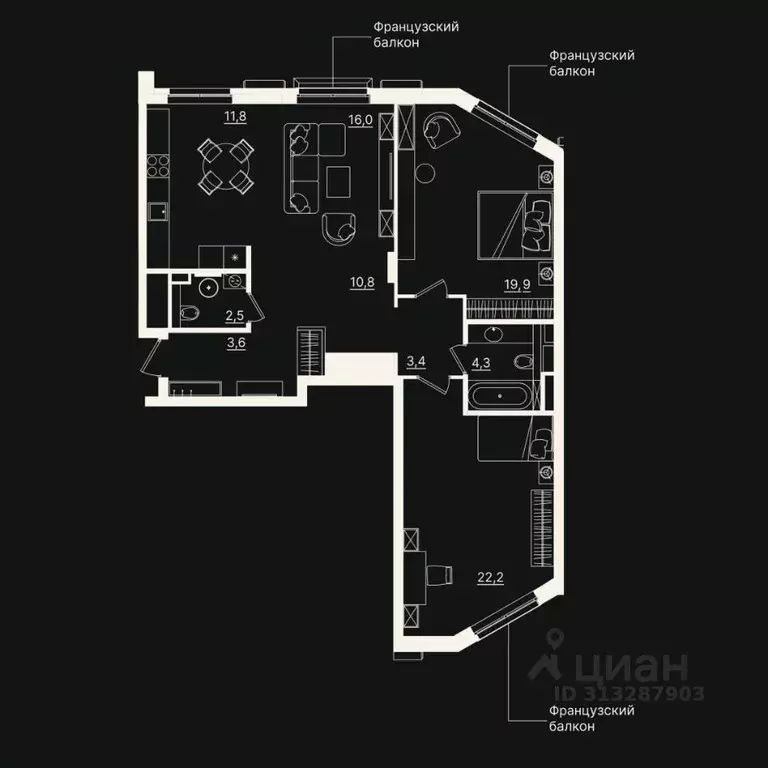 3-к кв. Тюменская область, Тюмень ул. Щербакова, 2к5 (94.4 м) - Фото 1